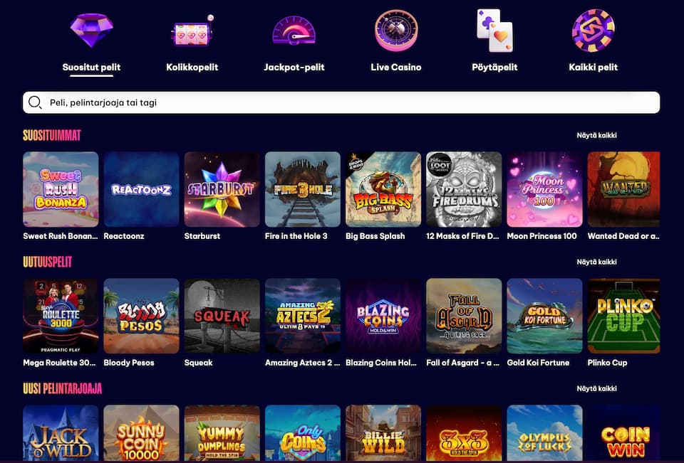 Speedz suosituimmat pelit Speedz Casinon suosituimmat kasinopelit