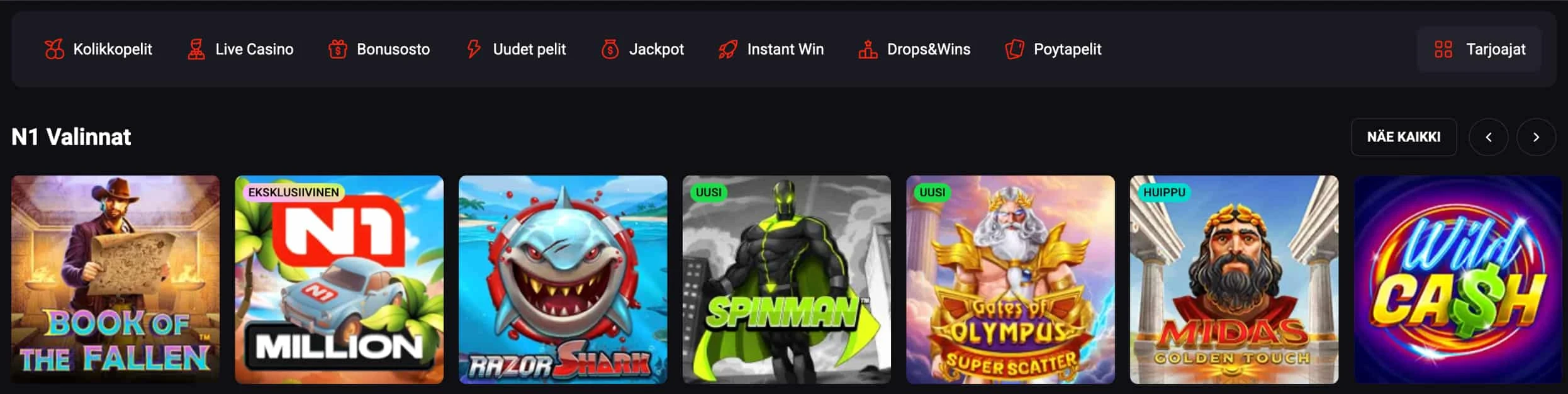 N1 Casino pelivalikoima