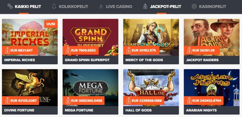 Ninja Casino jackpot-pelit