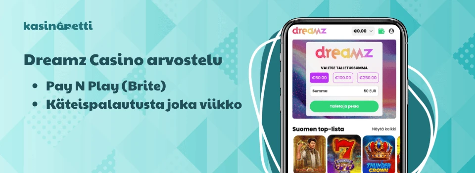 Dreamz on casbackin tarjoava pikakasino