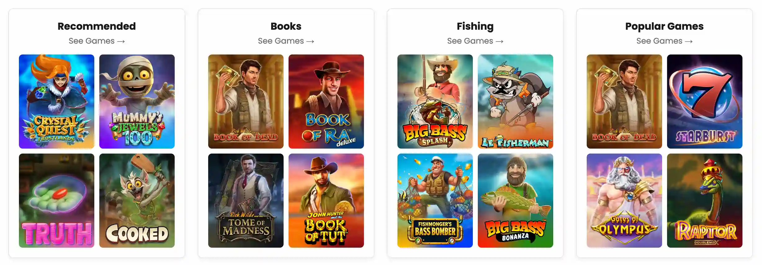 Dreamz Casino pelit lajiteltuna kategorioittain