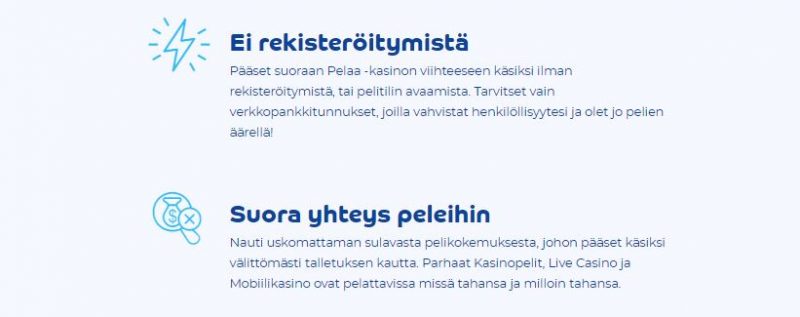 Pelaa Casino toimii ilman rekisteröitymistä