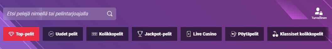 GutsXpress Casino navigointi