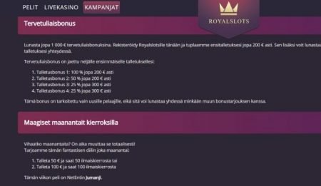 royal slots kasinolla viikoittainen kampanja