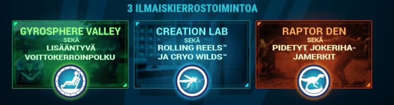 ilmaiskierrokset pelissä jurassic world