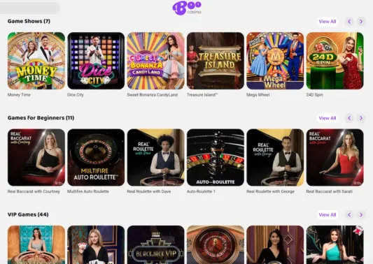 Boo Casinon livepelit sisältävät useita variaatioita ruletista