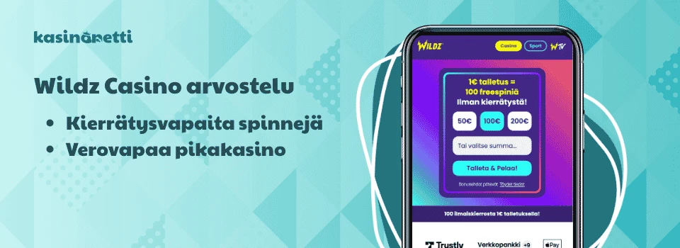 Wildz Casino on kierrätysvapaita spinnejä tarjoileva MGA-pikakasino