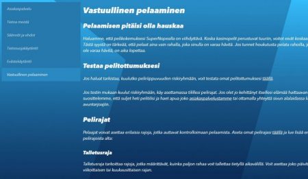 SuperNopea Casino Vastuullinen pelaaminen