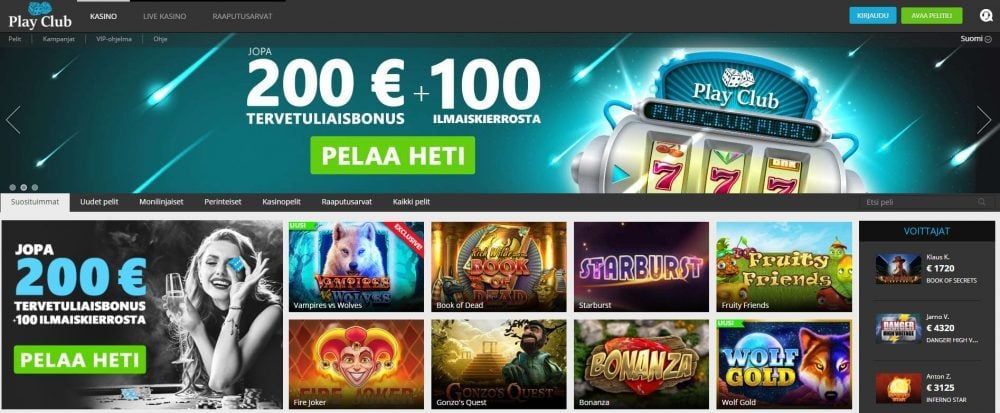 Play Club Casino etusivu