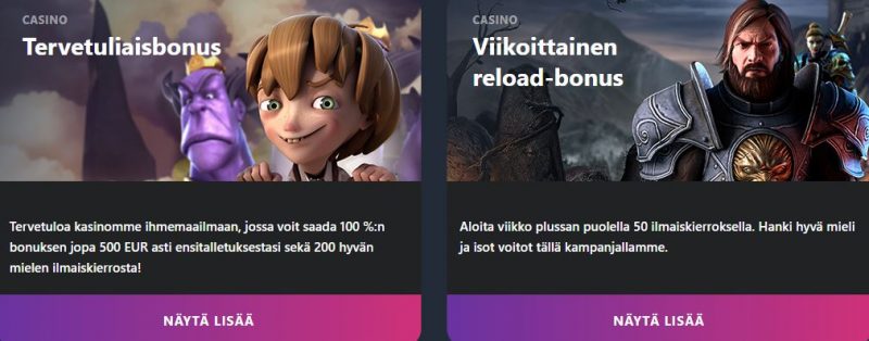 Buran casinolla riittää bonuksia