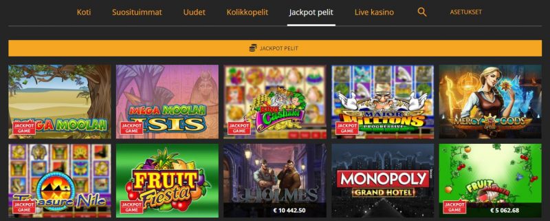 Snabbis kasino tarjoaa kattavan valikoiman jackpot pelejä