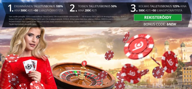 bCasino myöntää ensitalletukselle runsaasti bonusta