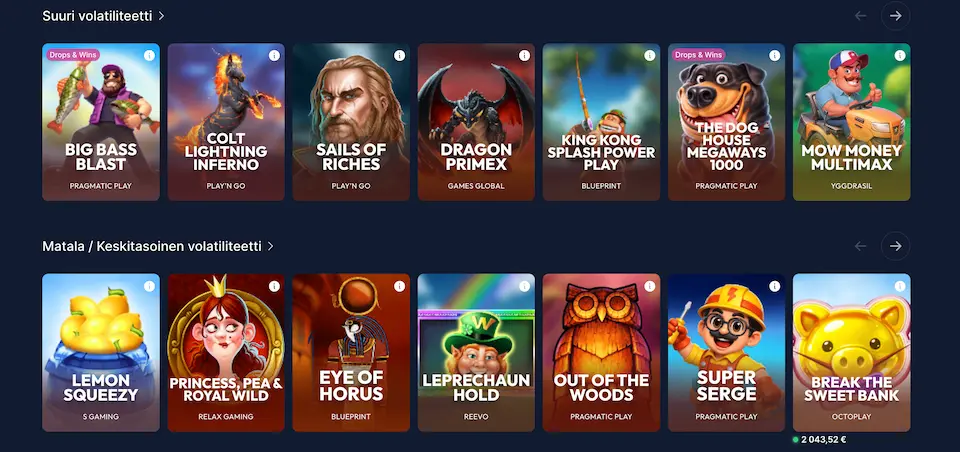 Netbet Casinon peleissä volatiliteetissa on vaihtelua