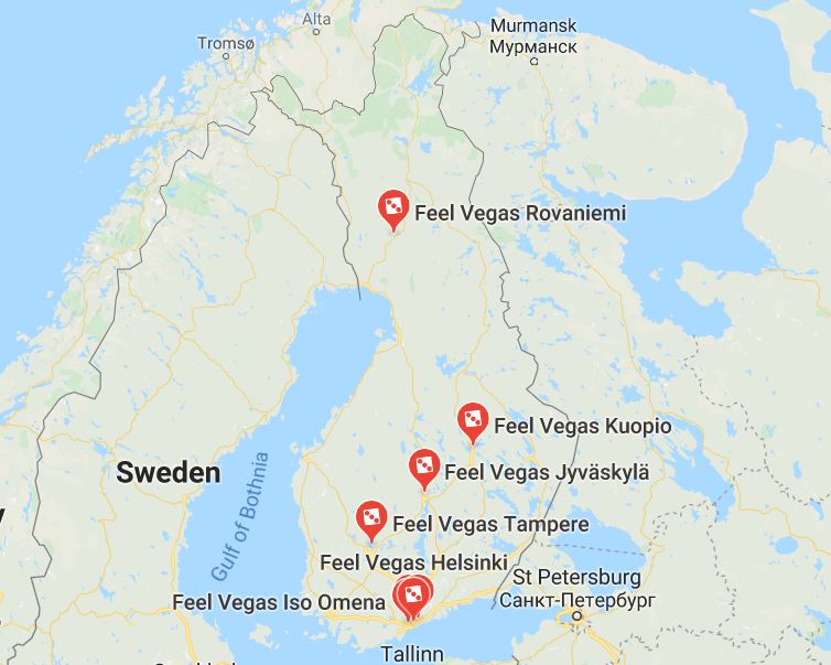 Feel Vegas pelihuoneet ympäri Suomen