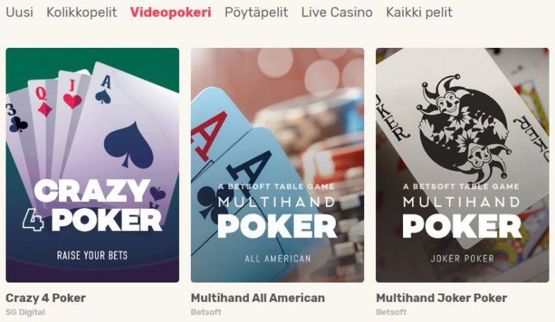 Videopokeri Just Spin casino