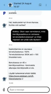 Pelataan Kasinon livetuki chatissä