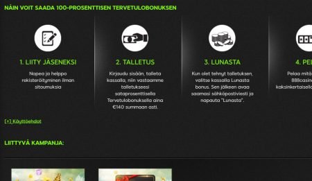 888 Casino bonuksen lunastus