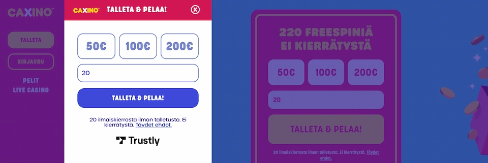Caxino Casino Trustly pikatalletus
