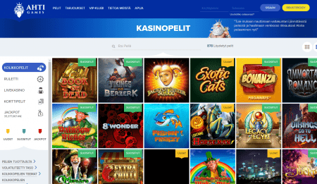 Ahti Casino pelivalikoima