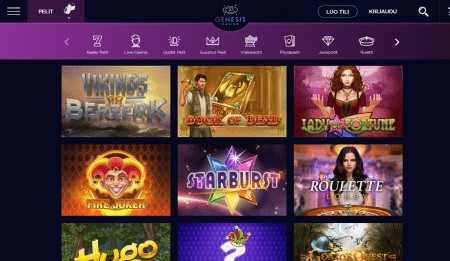 Genesis Casino pelivalikoima