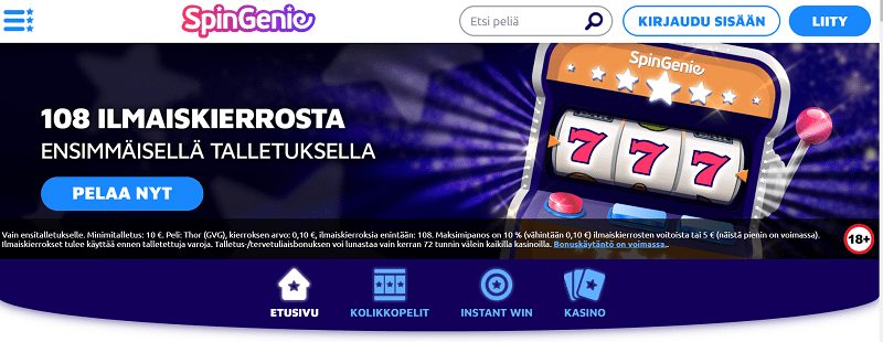 Spin Genie Casino etusivu