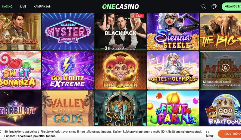 One Casino kolikkopelit