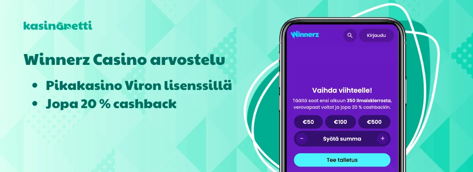 Winnerz on virolainen nettikasino, joka tarjoaa muhkean cashbackin