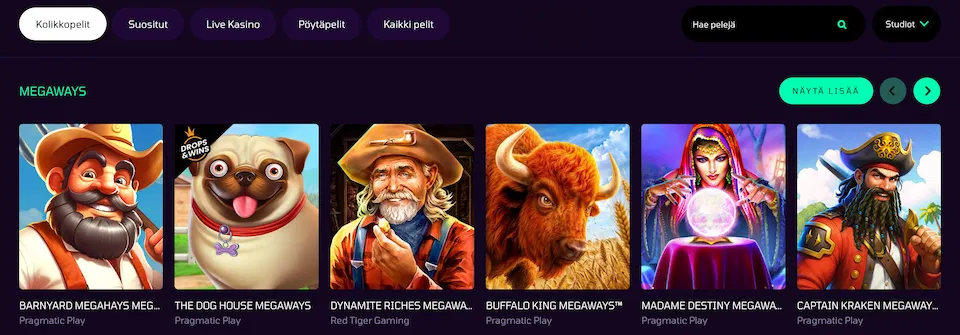 Buumi Casinon Megaways-slotteja