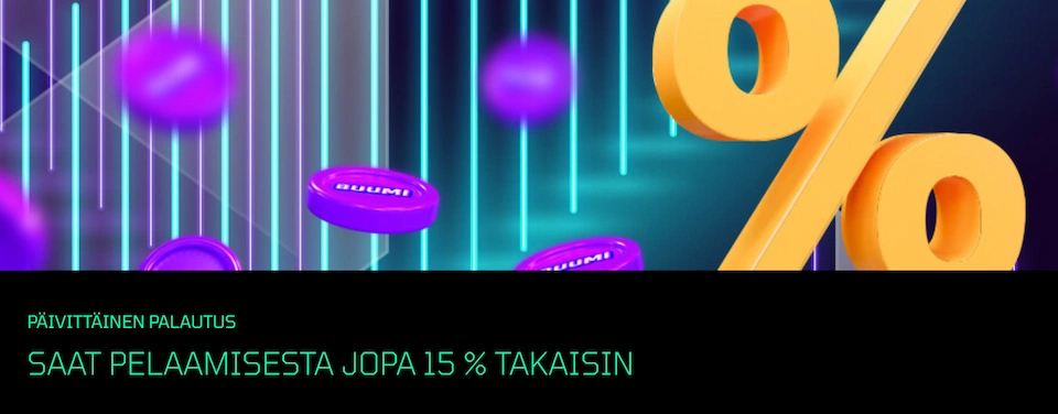 Buumi Casinolla tarjolla päivittäinen cashback-bonus
