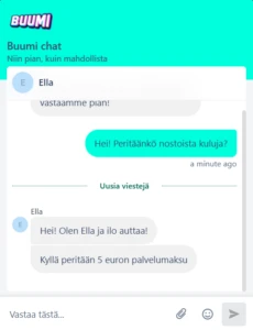 buumi kasino asiakastuki chatissä