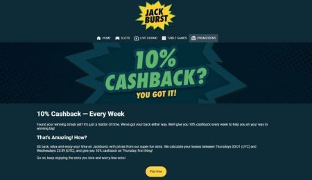 Jack Burst Casino käteispalautus