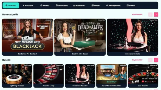 Jackburst Casinon livepelit
