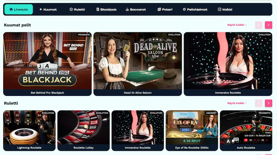 Jackburst Casinon livepelit