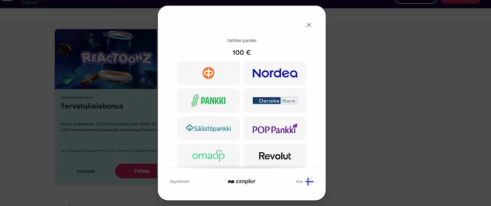 Lumi Casinon talletusikkuna