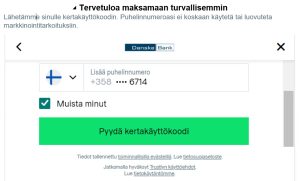 Trustly vaatii puhelinnumerokoodin