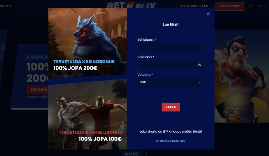 BetnFlix Casino rekisteröityminen