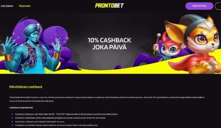 ProntoBet Casino cashback