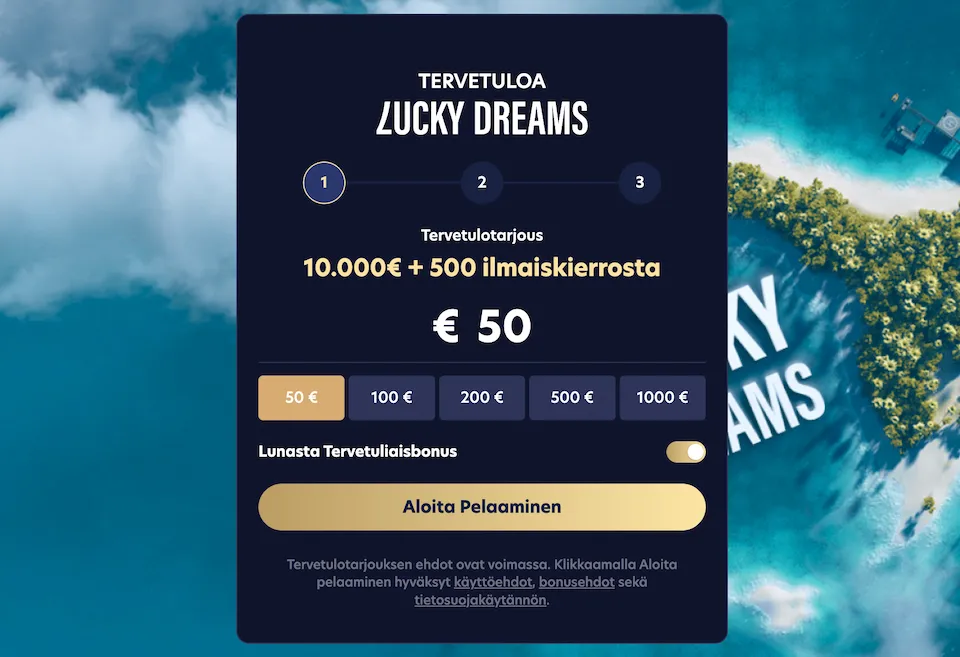 Lucky Dreams Casinon talletusikkuna