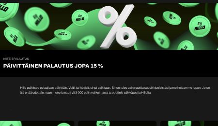 Hillo Casino käteispalautus päivittäin