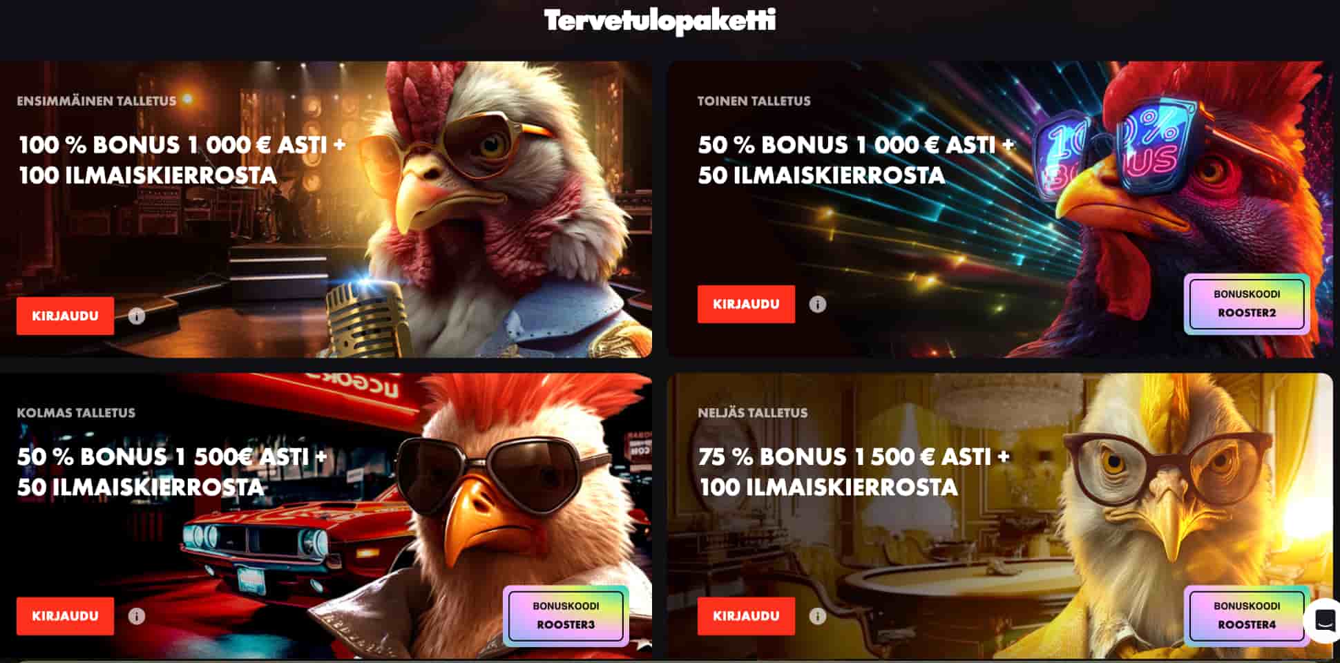 Rooster Bet Casino talletusbonukset