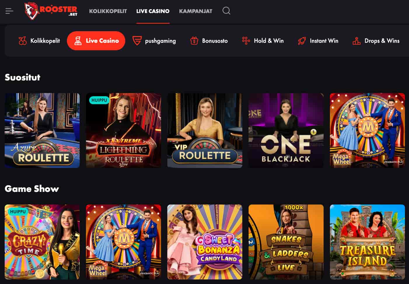 Rooster Bet live kasino
