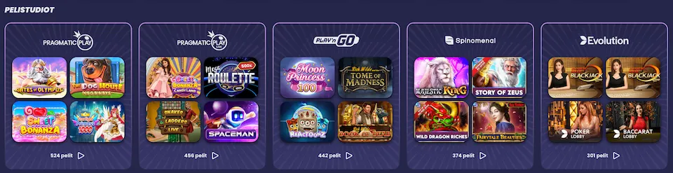 ReSpin Casinon pelivalikoima ja pelistudiot