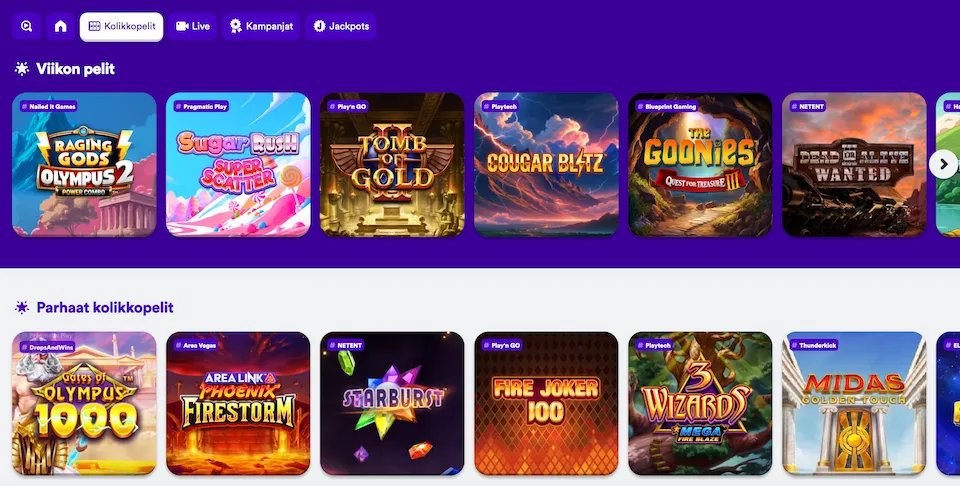 Casumo Casinon parhaita pelejä