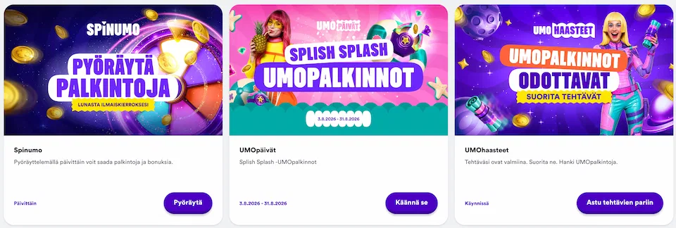 Casumon kampanjoissa jaossa palkintoja päivittäin