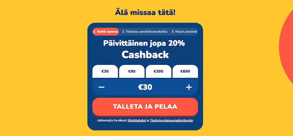 Buusti Kasino tarjoaa käteispalautuksen joka päivä