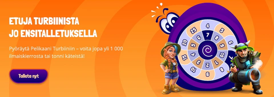 Pelikaani Kasinon Turbiinista voi pyöräyttää palkintoja