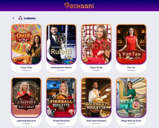 Pelikaanin livekasinopelit