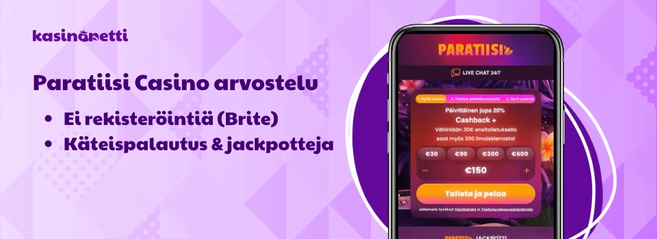 Paratiisi Casino on Brite Pay N Play cashback-eduilla