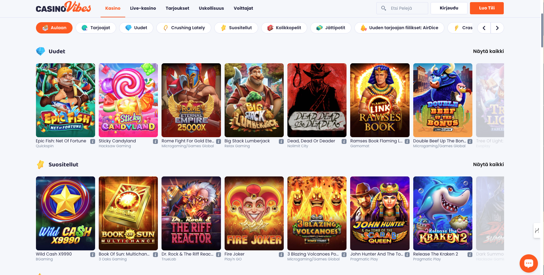 casino vibes kolikkopelit