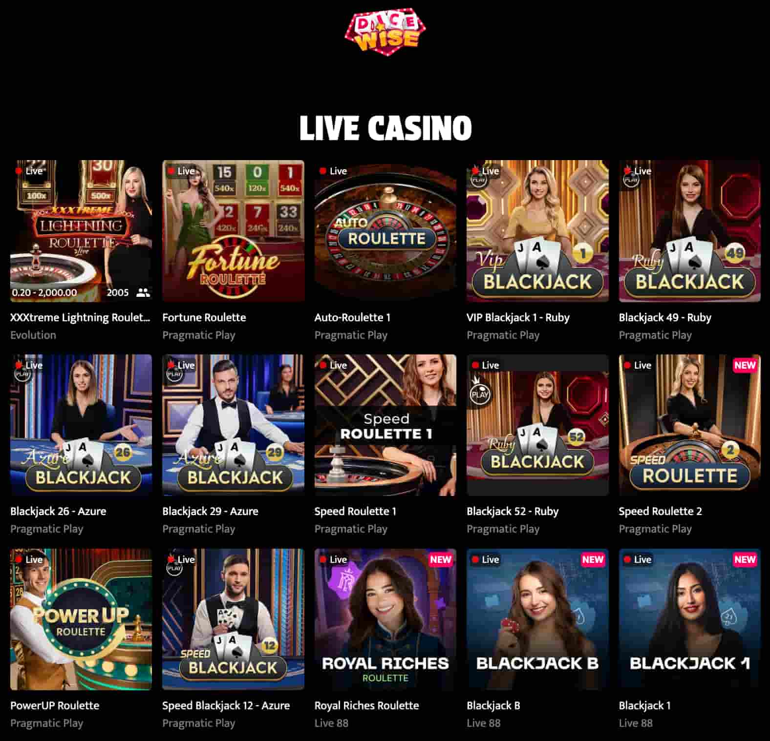 Dice Wise Casino livekasino